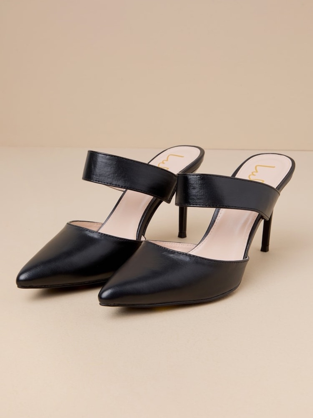 Lulus Black Pointed Toe Mule Heels